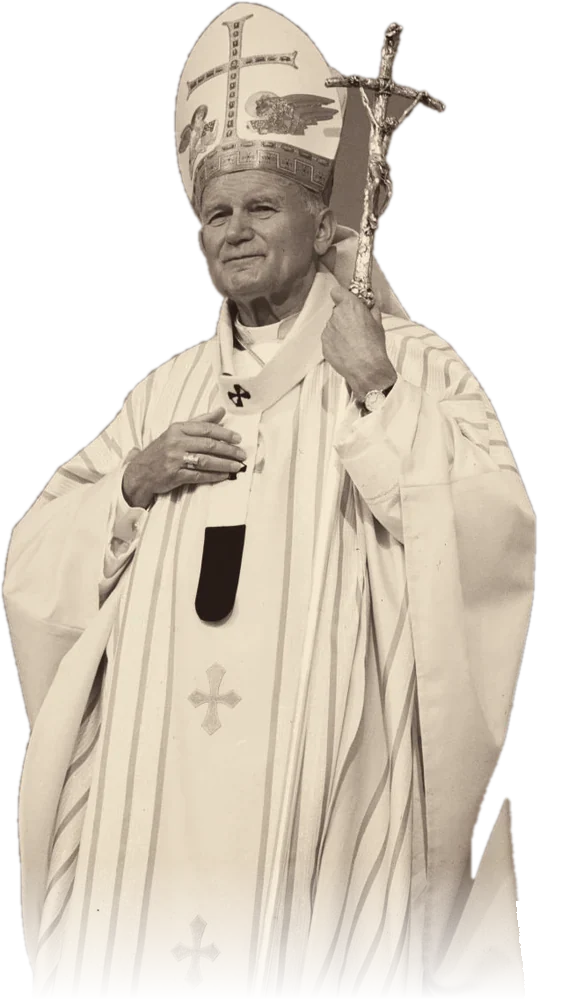 Pope St. John Paul II holding his crosier